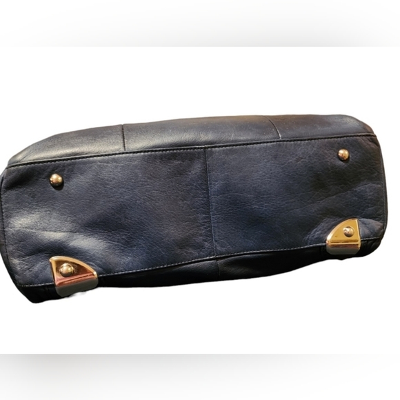 B. Makowsky Blue Leather Tote and Thread & Supply Off-Shoulder Blouse - Picture 7 of 15